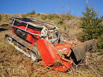 (c) FiBL Motocarriola cingolata con trinciatrice frontale